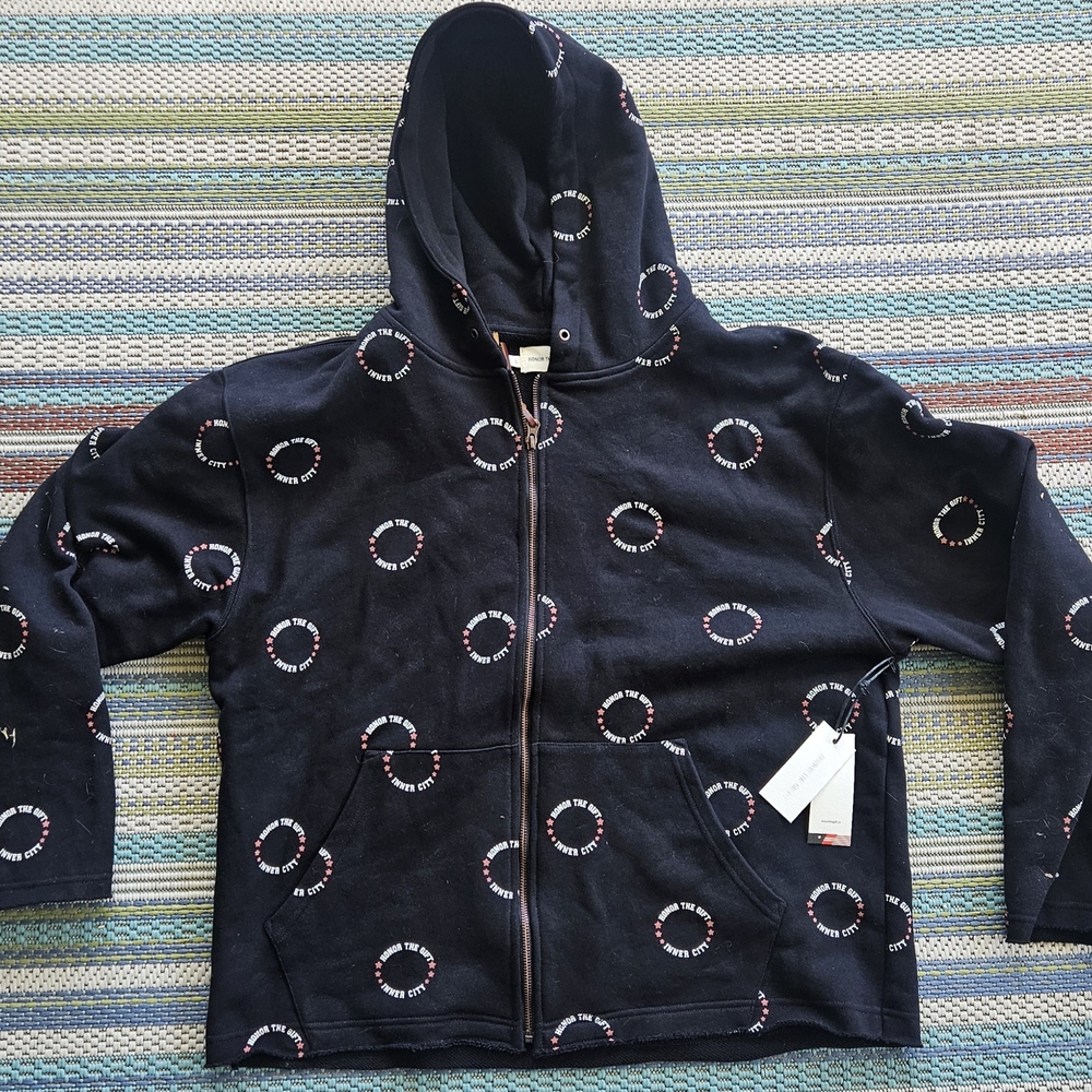 Honor The Gift Zip Up Black Hoodie Size Large